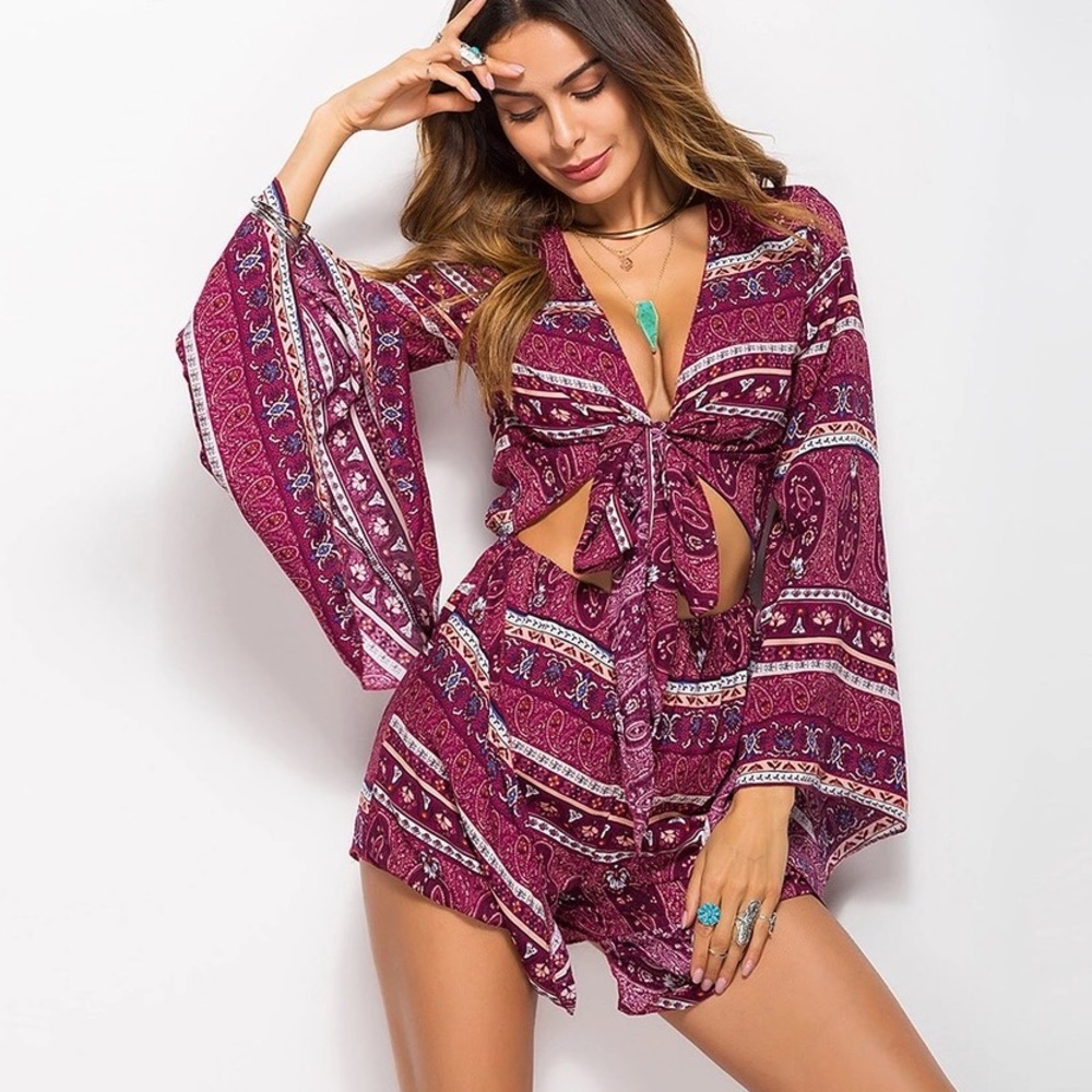Purple Boho Romper - Picture 6 of 7